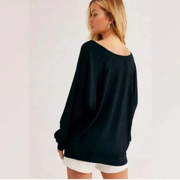 NWT Free People Santa Clara Thermal in color Black - Picture 2 of 8